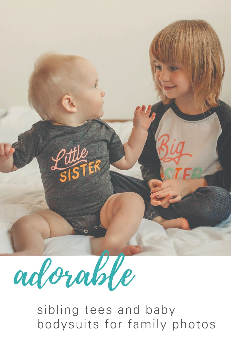 adorable sibling tees and baby bodysuits for family photos