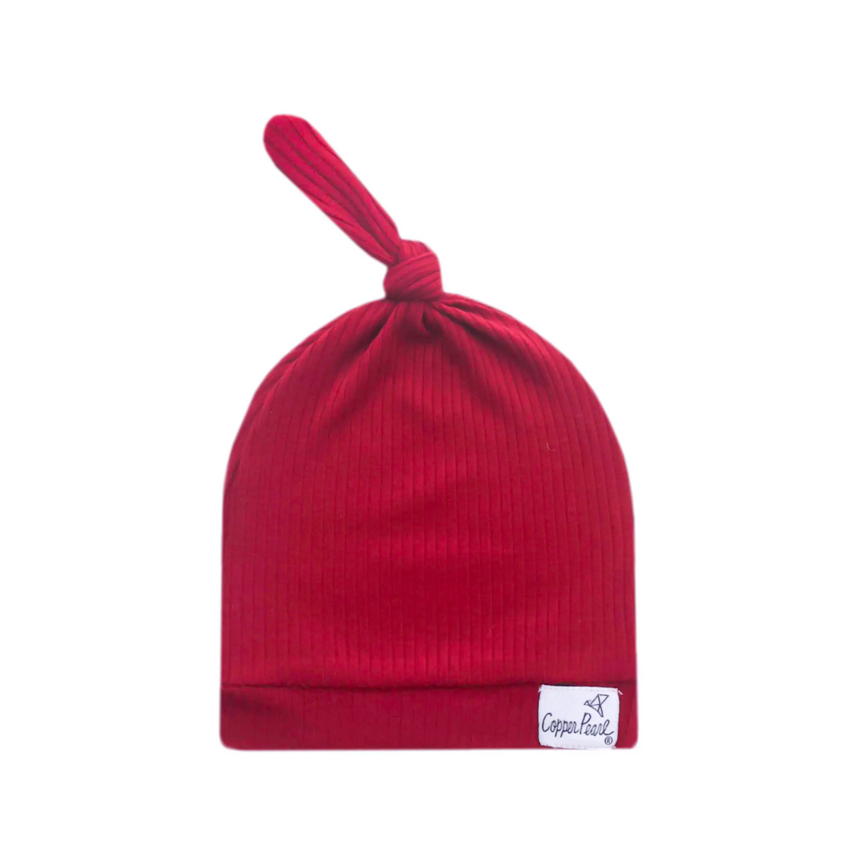 Knit Top Knot Hat - Cranberry
