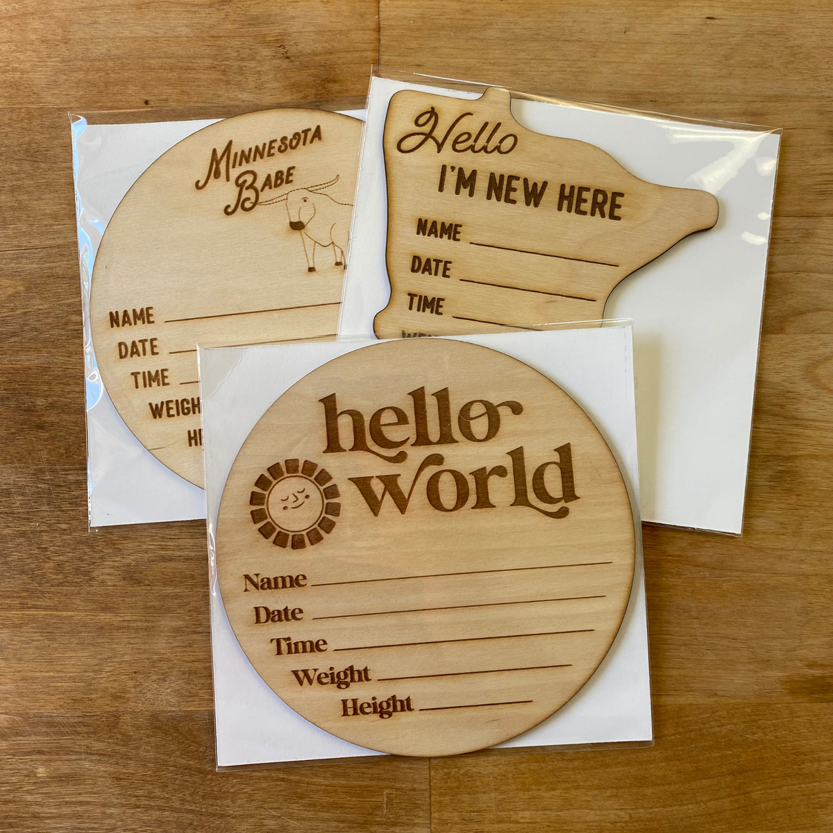 Wood Birth Announcement Sign - Hello World Sunshine