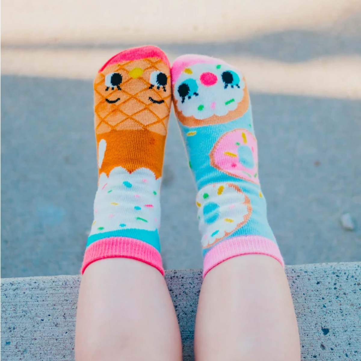 Donut &amp; Ice Cream Mismatched Non-Slip Kids Socks