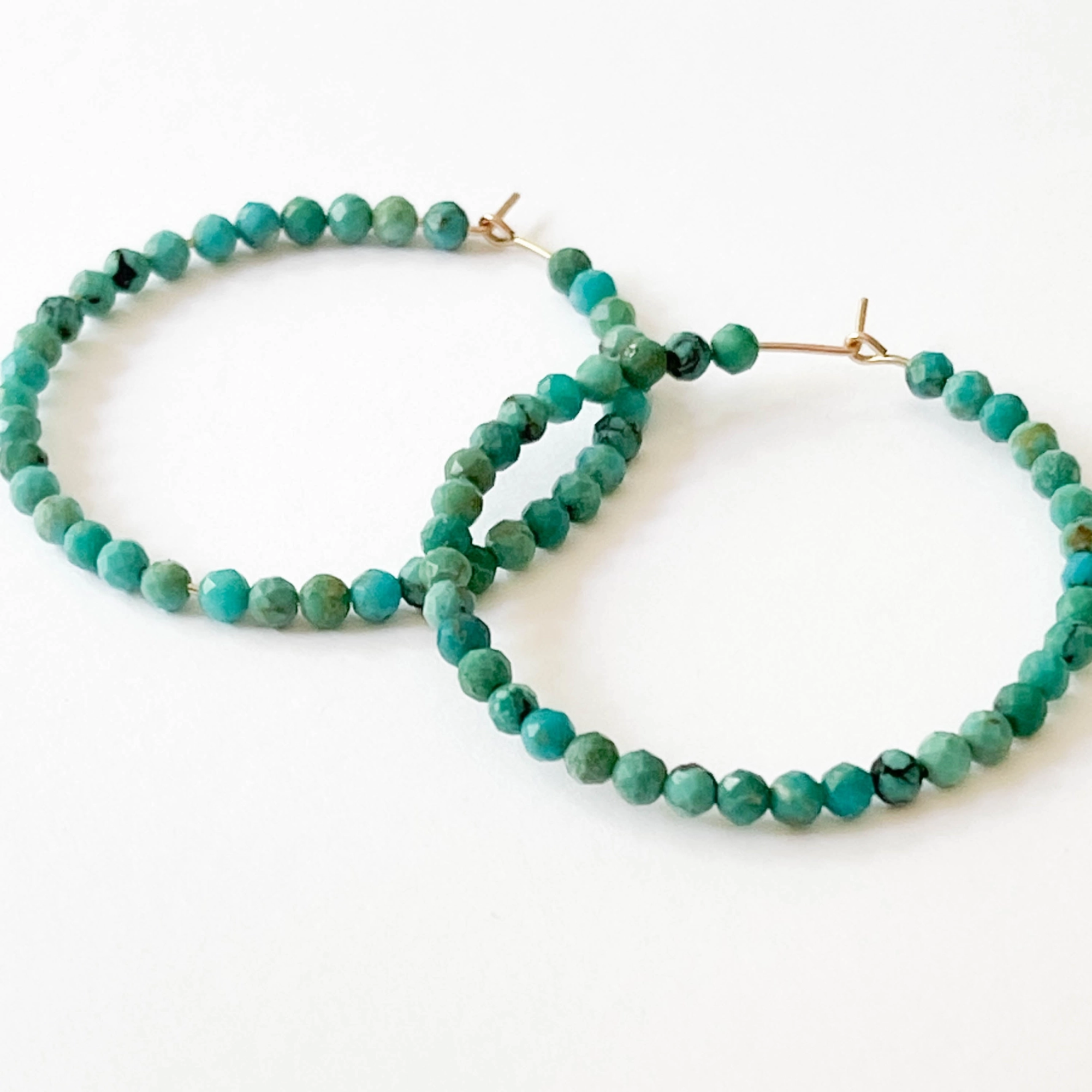 Large Authentic Turquoise Gold Filled Hoops