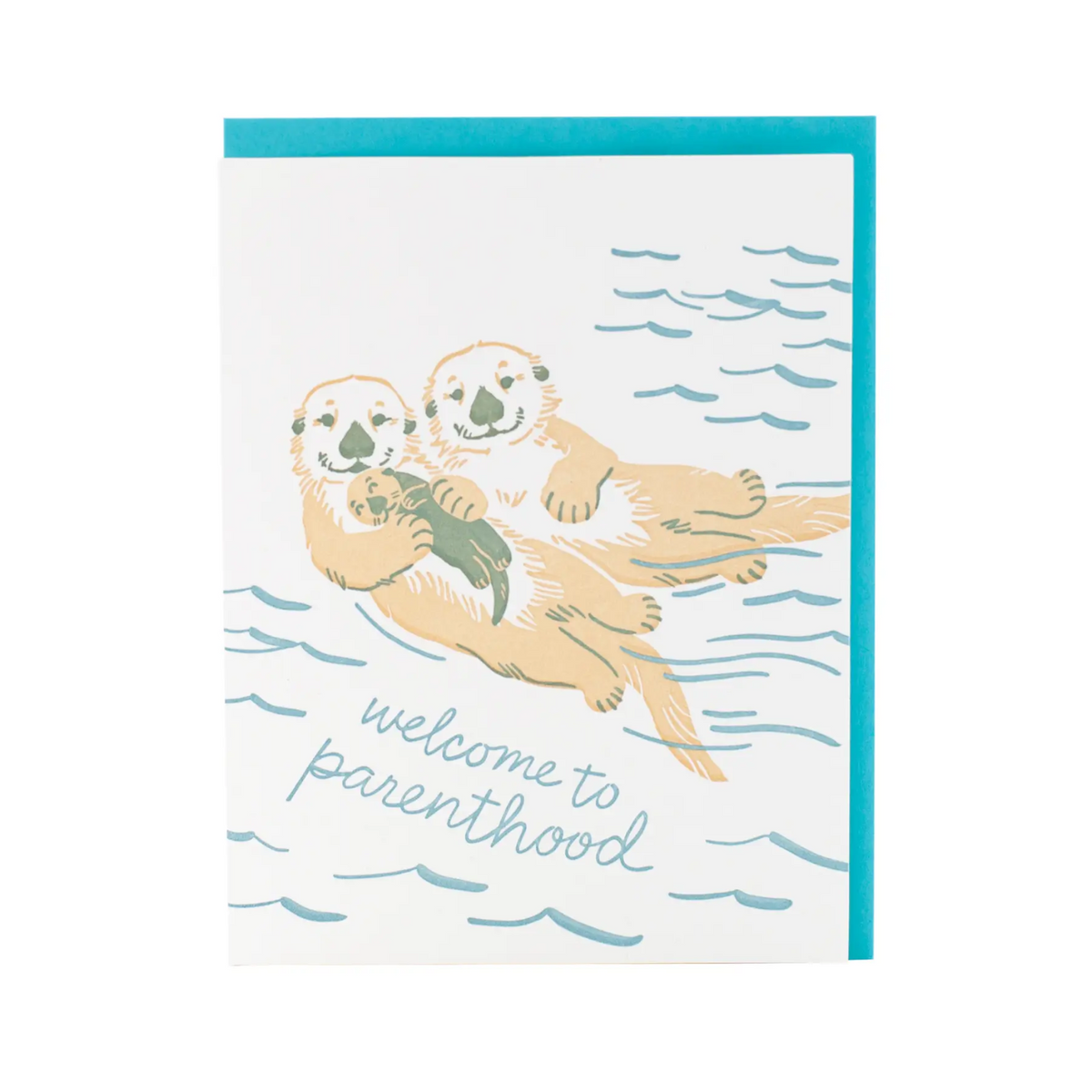 Otter Family Baby Card
