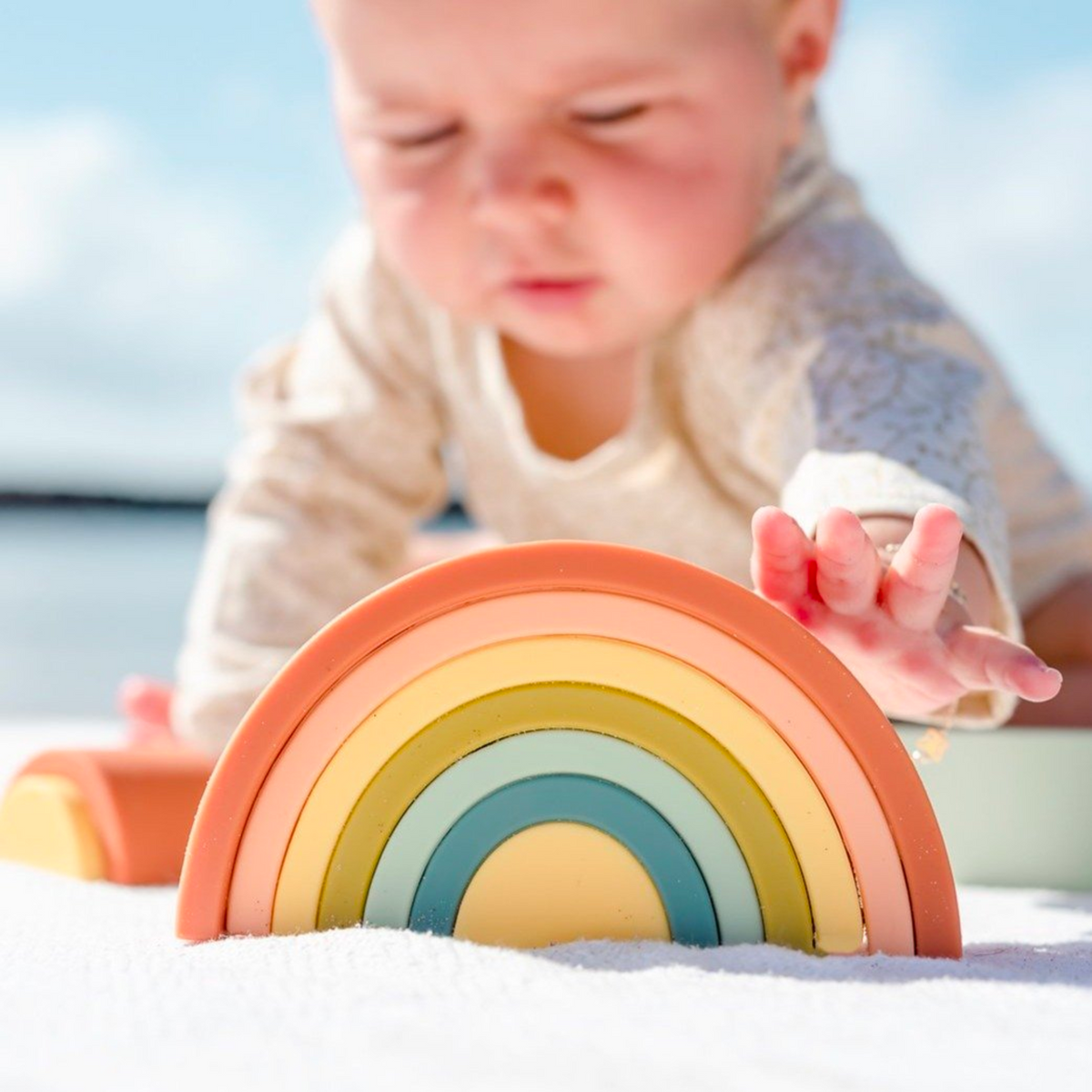 Silicone Rainbow Stacker in Cherry