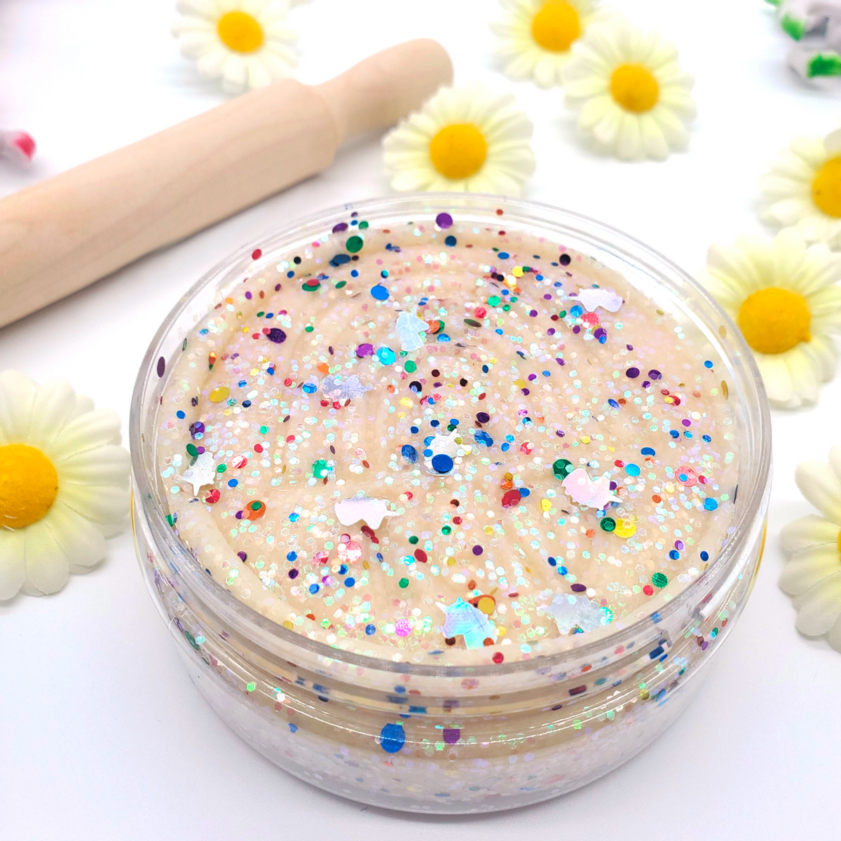 White Unicorn Rainbow Glitter Sensory Play Dough