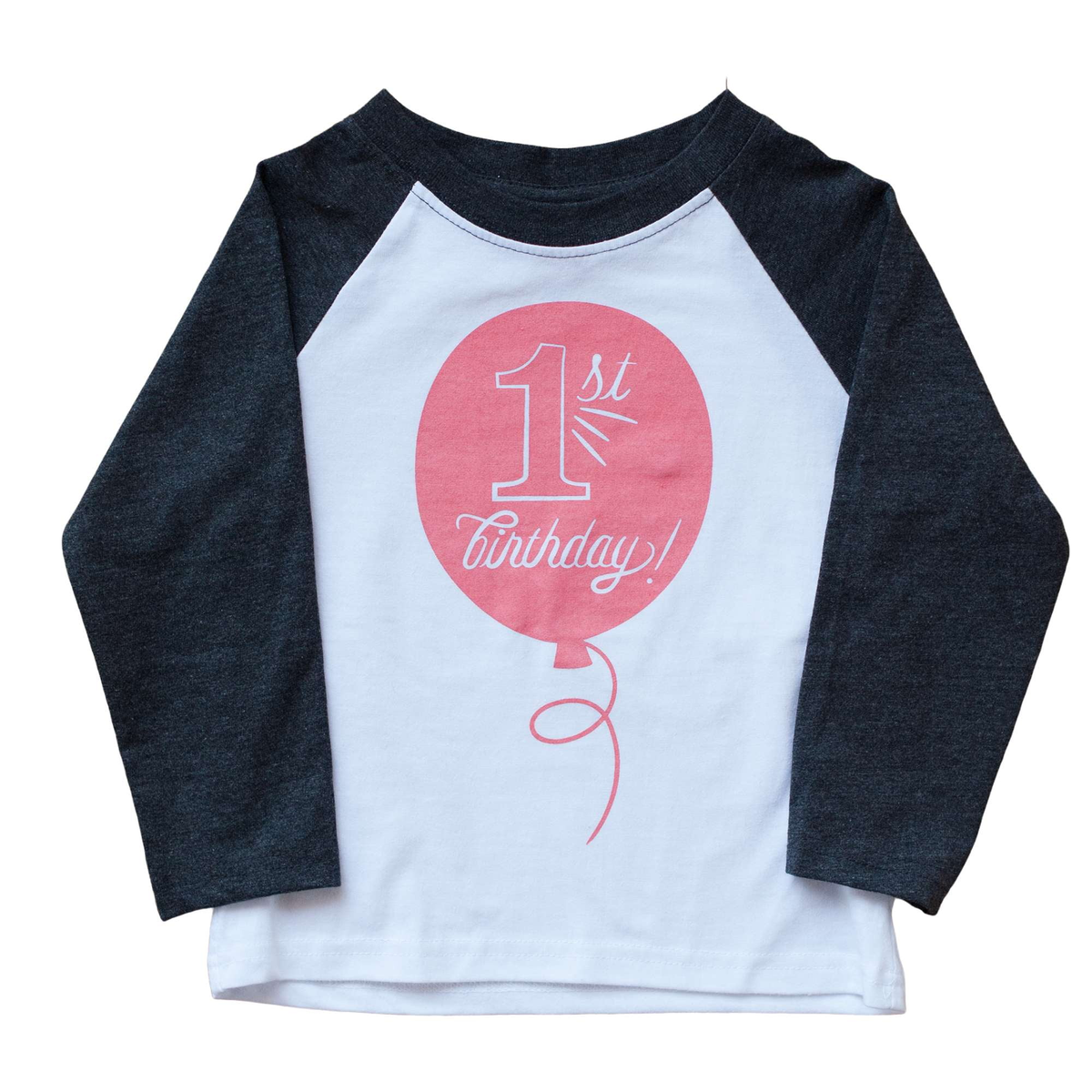 First Birthday in Coral Raglan Tee - Sweetpea and Co.