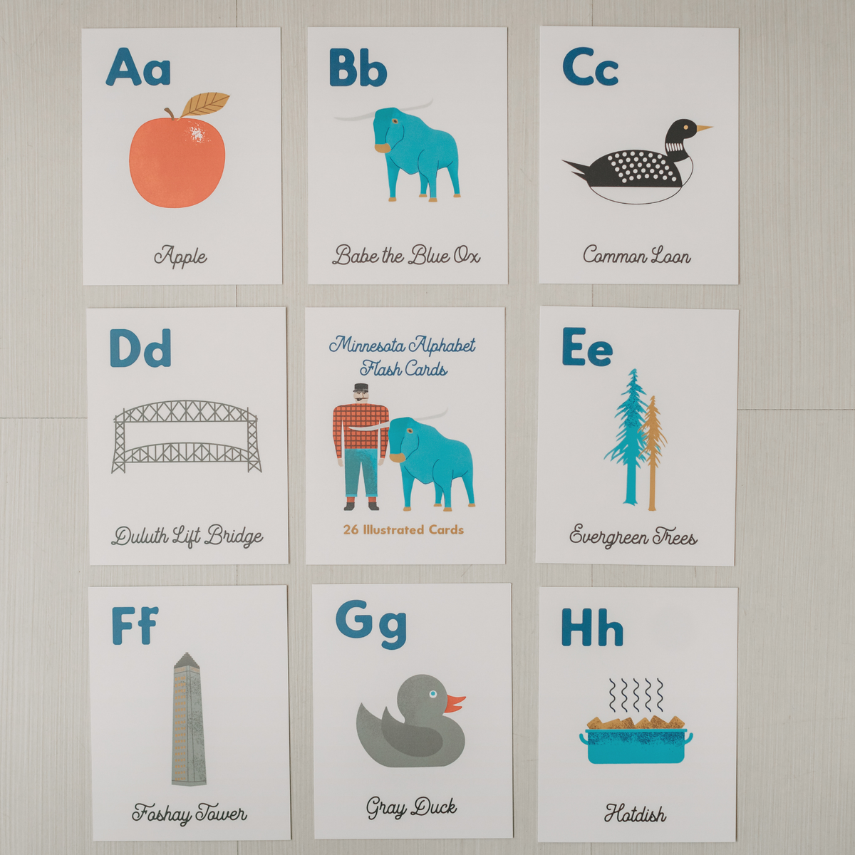 Children&#39;s Minnesota Icons Alphabet Flash Cards