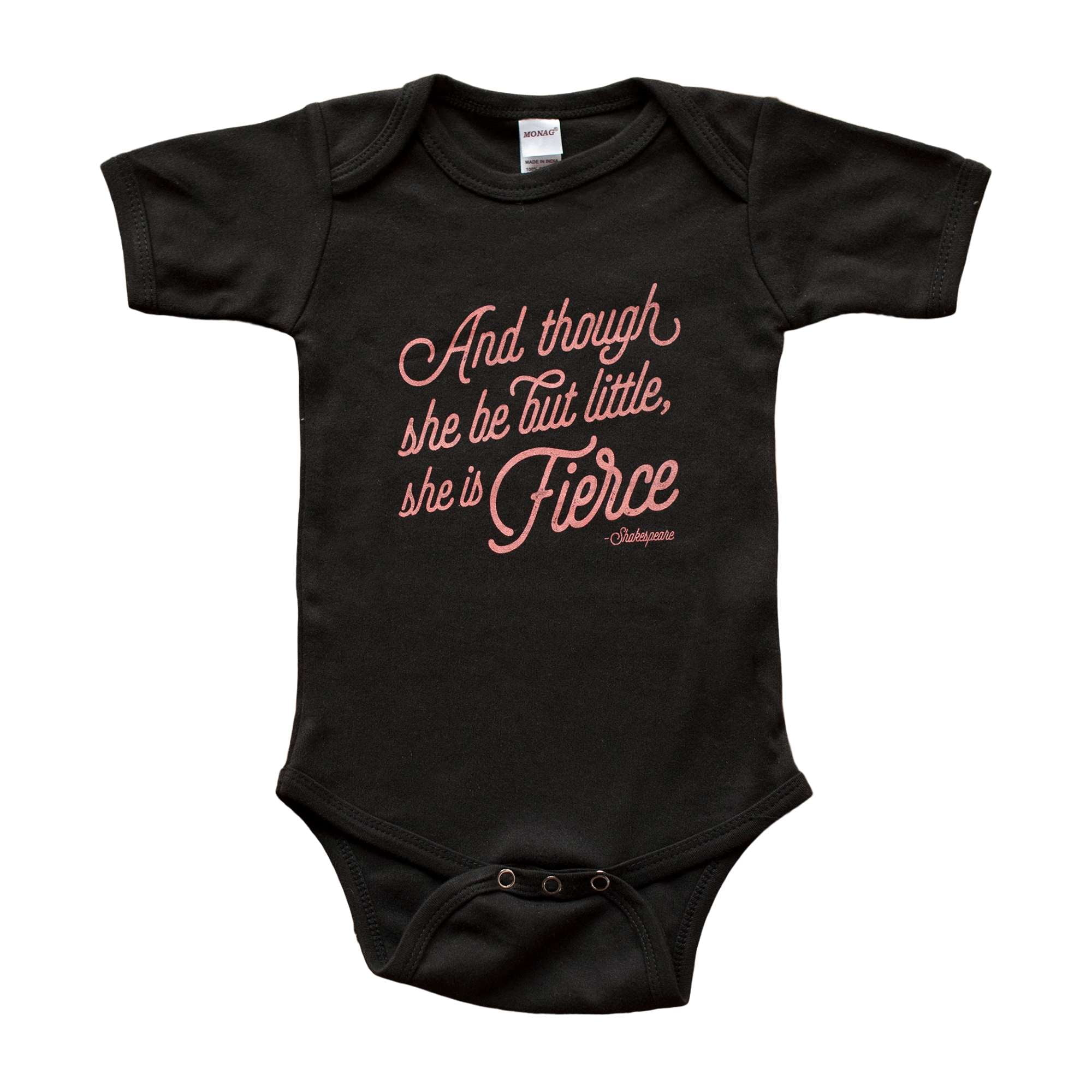 She is Fierce in Black Baby Bodysuit - Sweetpea and Co.