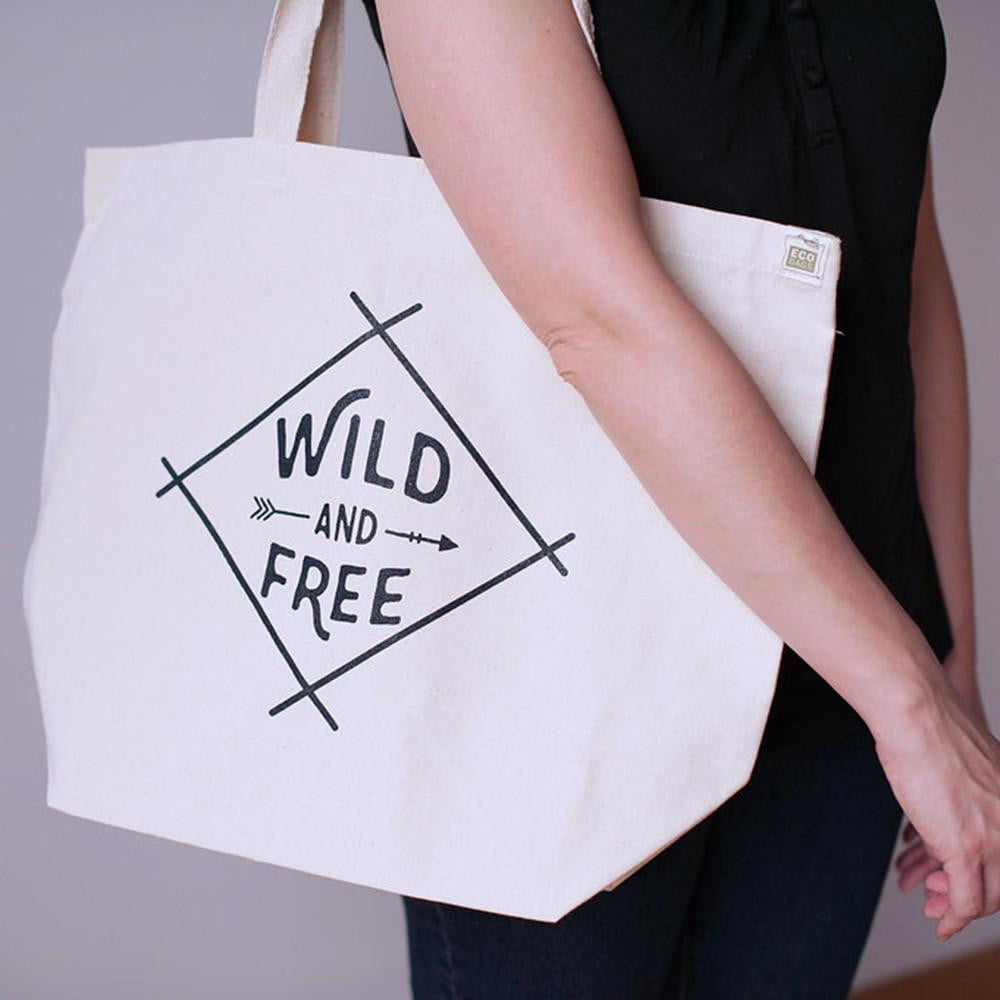 Wild and Free recycled cotton tote bag - Sweetpea and Co.