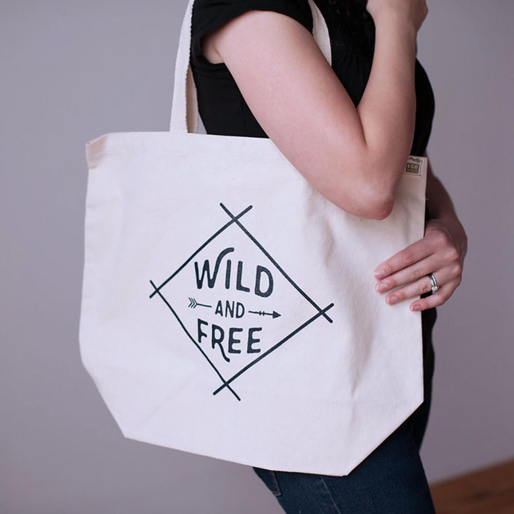 Wild and Free recycled cotton tote bag - Sweetpea and Co.