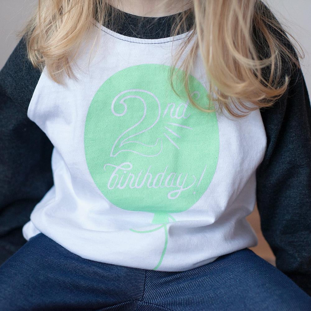 Second Birthday in Mint Raglan Tee - Sweetpea and Co.