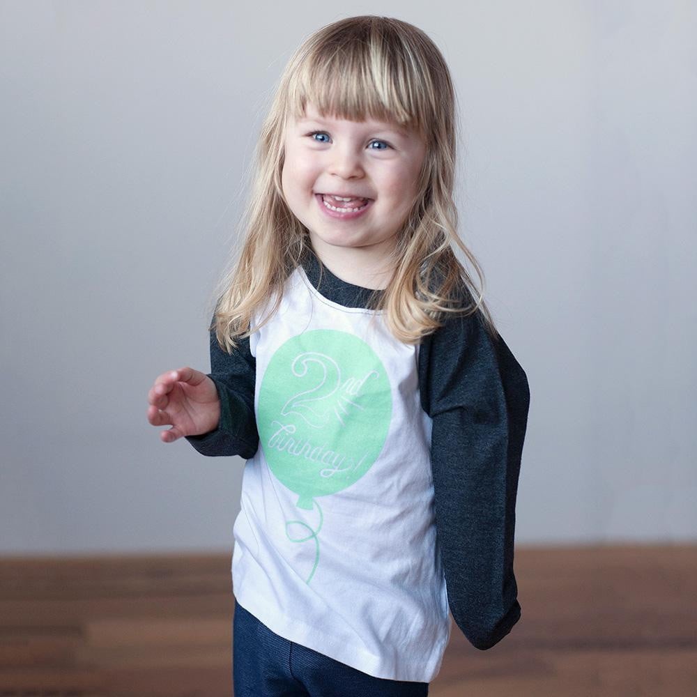 Second Birthday in Mint Raglan Tee - Sweetpea and Co.