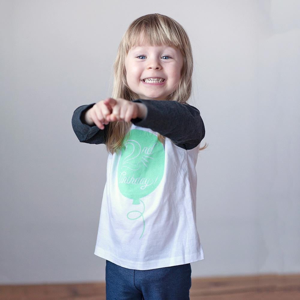 Second Birthday in Mint Raglan Tee - Sweetpea and Co.